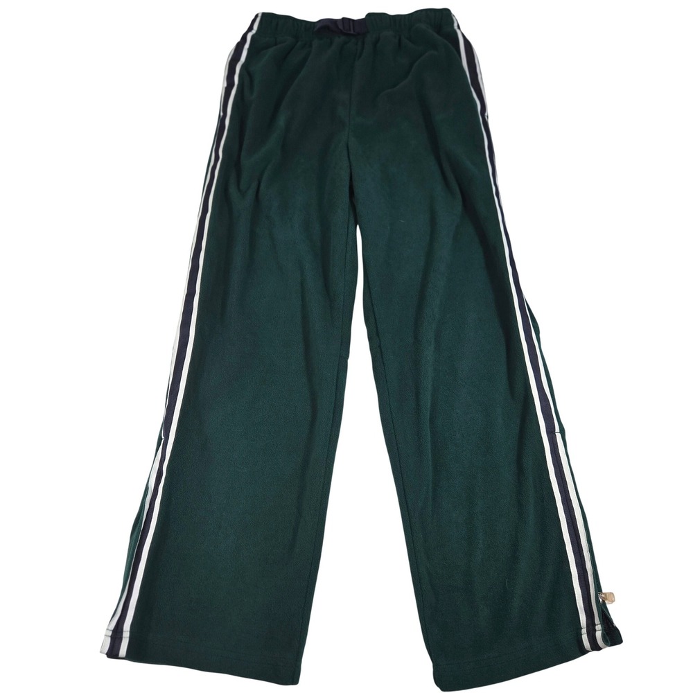 VTG Fivestar Rigo International Track Pants‎ Green Fleece  Side Stripe M Men Y2K